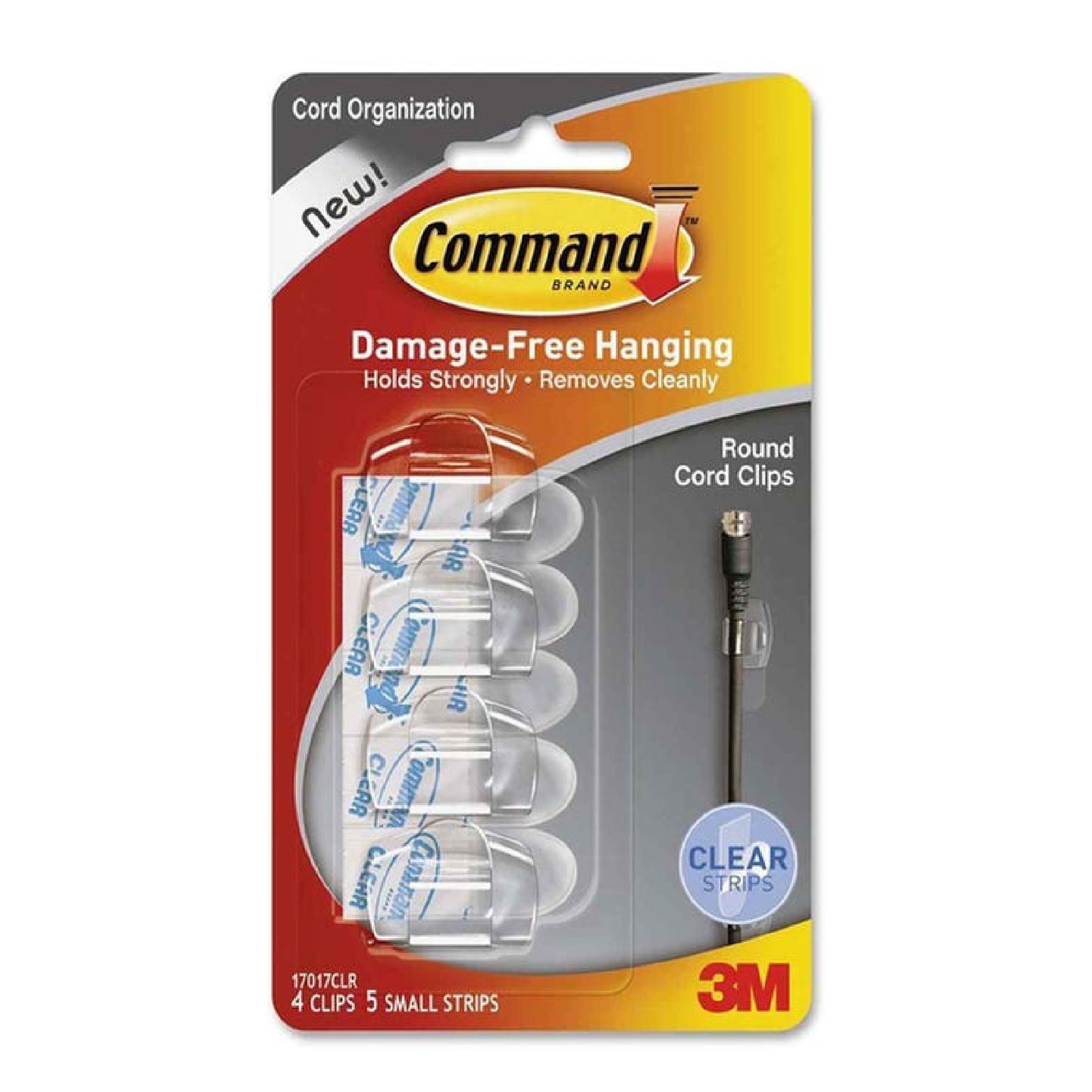 3M COMMAND 17017CLR Clear Round Cord Clips With Strip