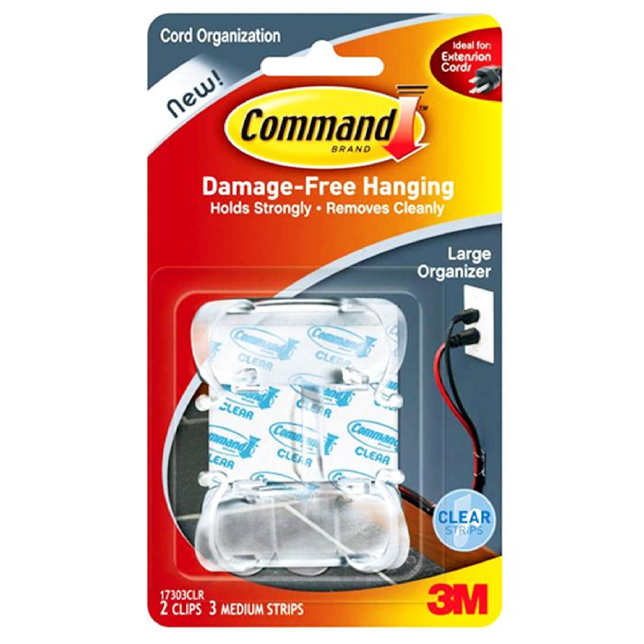 3M Command 17303CLR Clear Large Cord Organizer